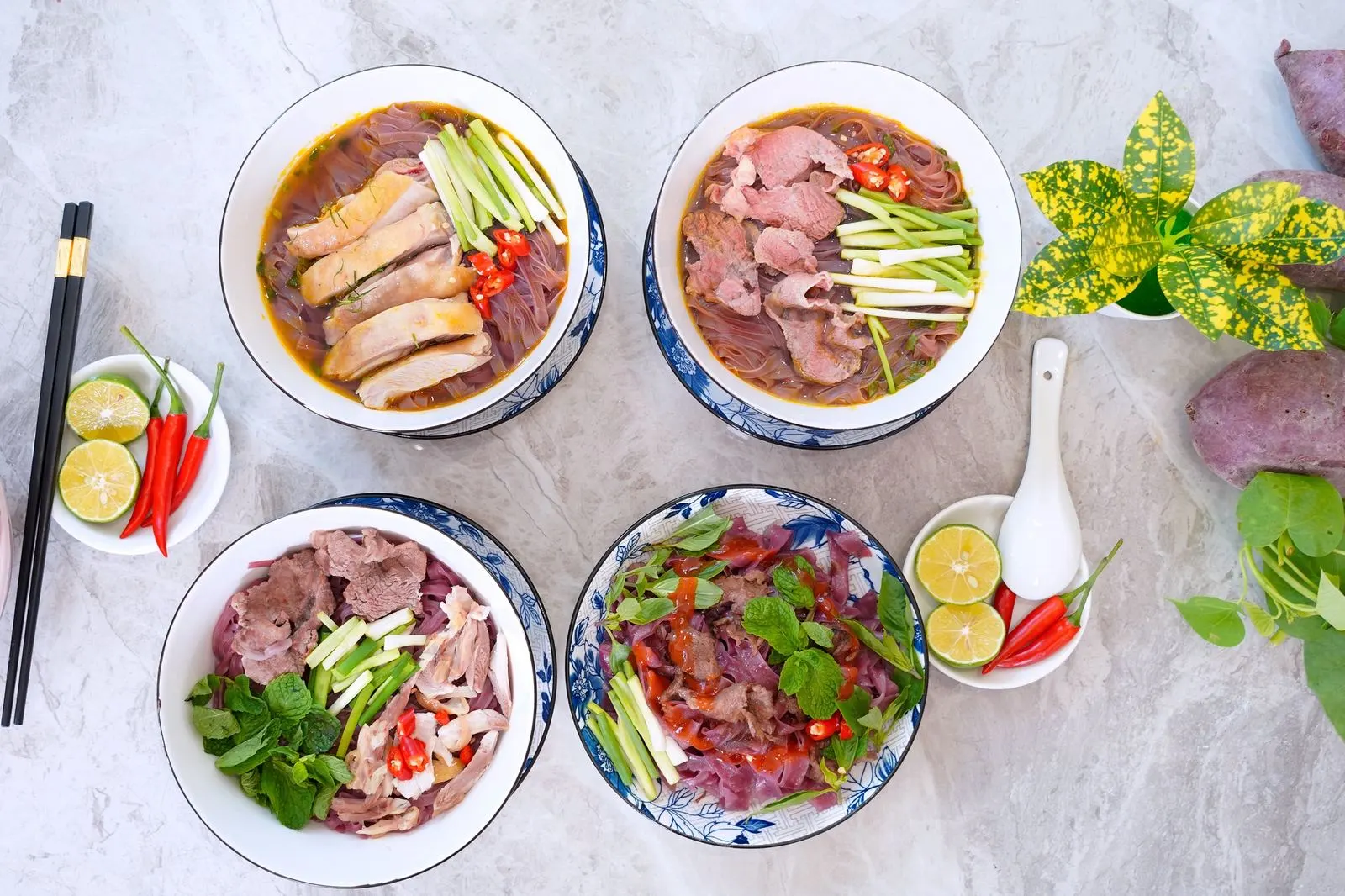 Bốn món phở và bánh đa khoai lang tím Ariking